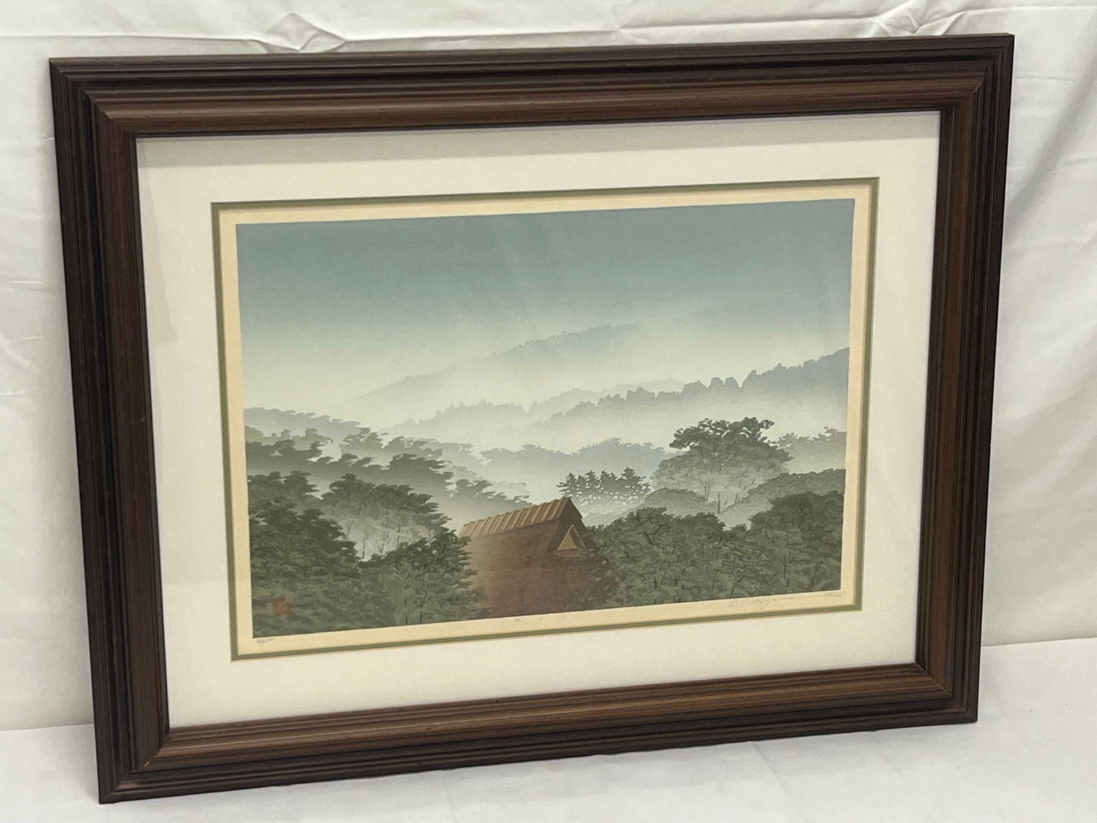 Shufu Miyamoto Signed Woodblock Print 1986 - Signed #d 150 / 186 , Framed 20.5'' x 26'': Shufu Miyamoto Signed Woodblock Print 1986 - Signed #d 150 / 186 , Framed 20.5'' x 26''