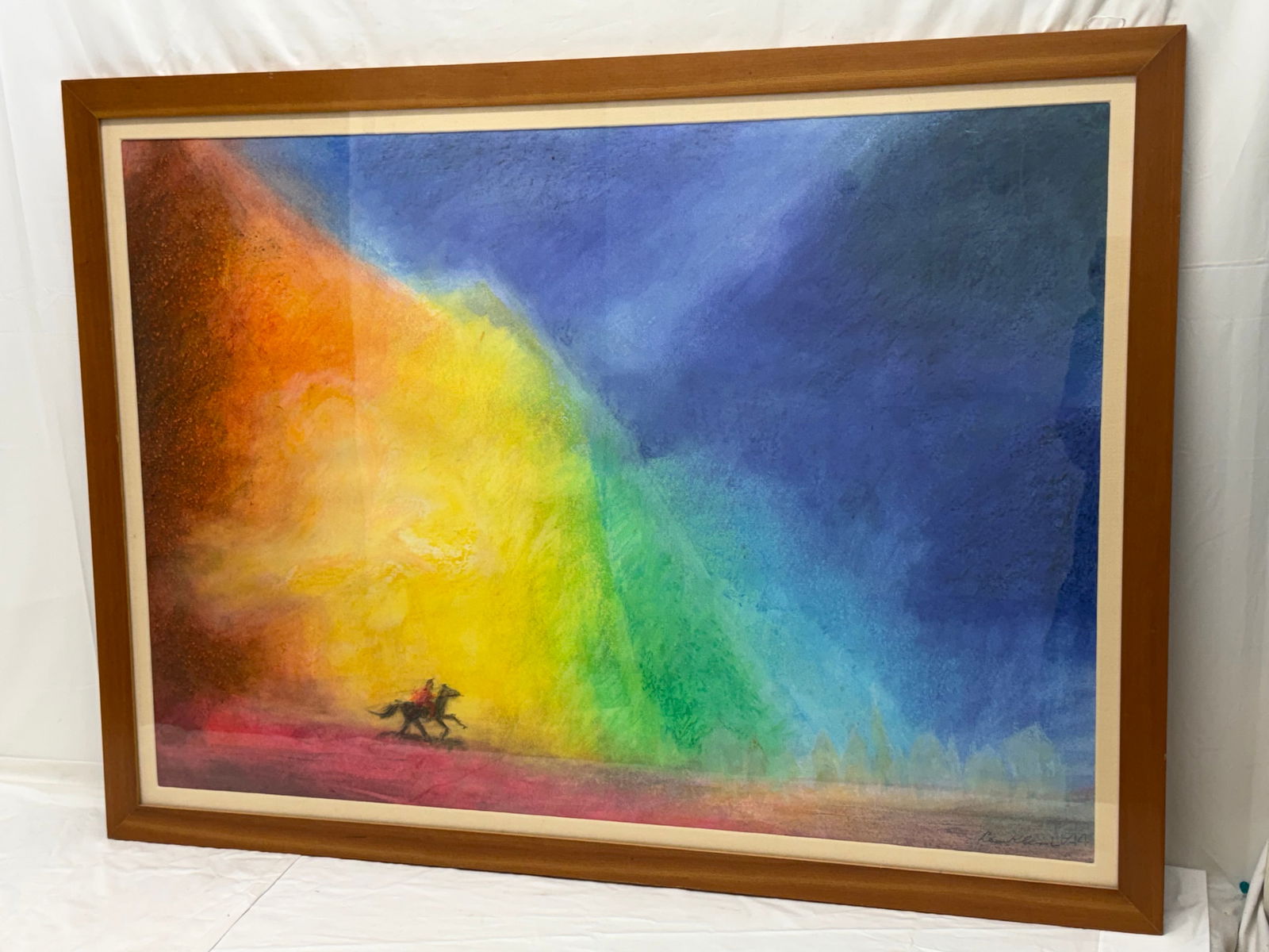 Leo Klein(1928-2026) Native American Oil Pastel, Framed 43.5" x 32.5": Dutch / American Artist