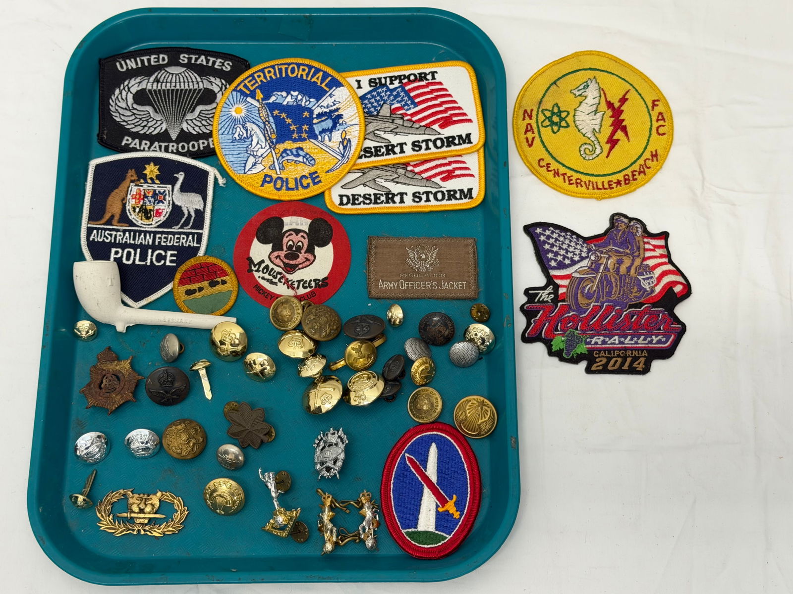 Asst Military Patches, Buttons, Germany Clay Pipe & More: Asst Military Patches, Buttons, Germany Clay Pipe & More
