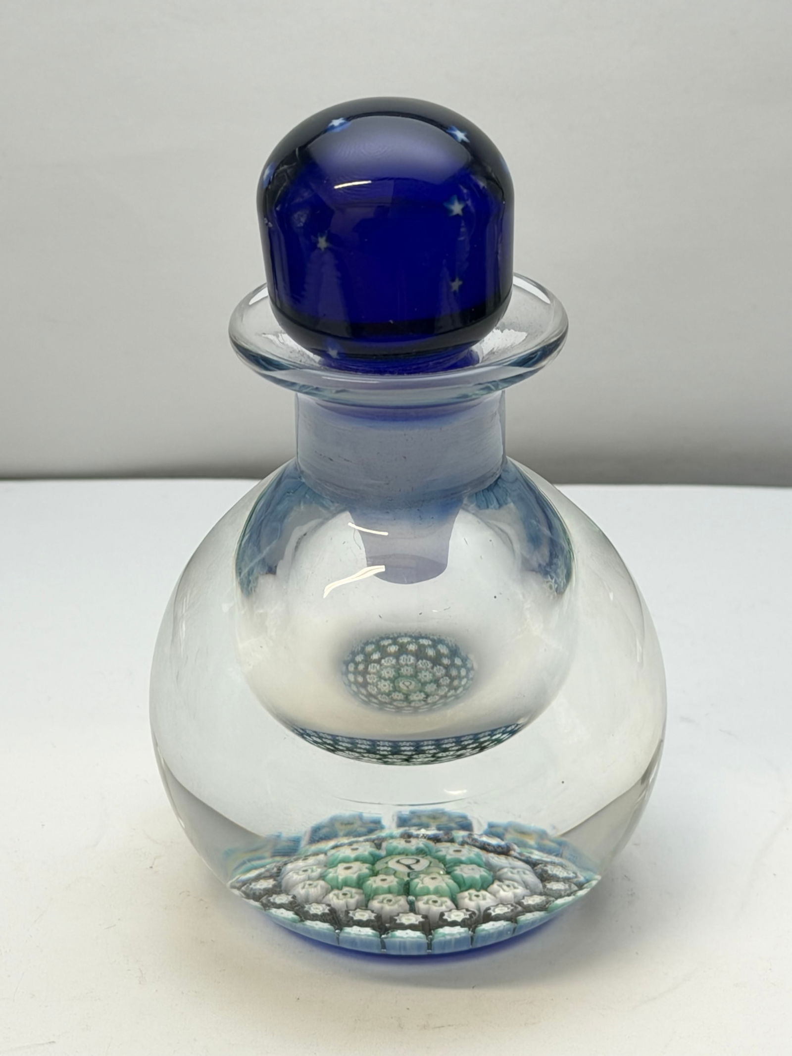 Perthshire Millefiori Art Glass Perfume 4.5"T Overall: Vintage Scotland Perthshire Perfume with Label
