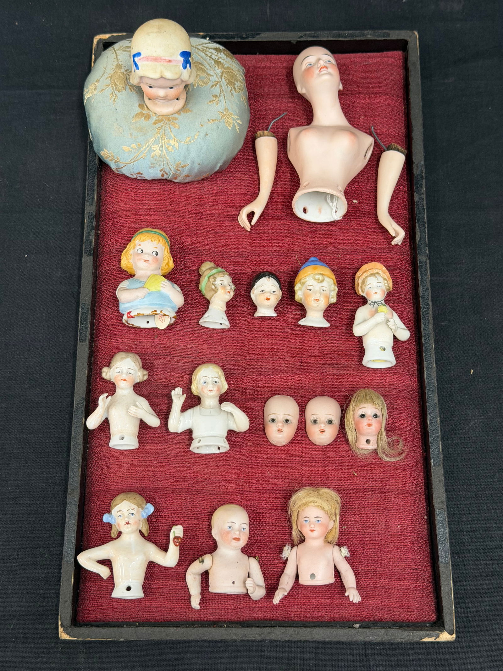 (15)Antique Bisque Doll + Half Dolls Pin Cushion (1 of 7)