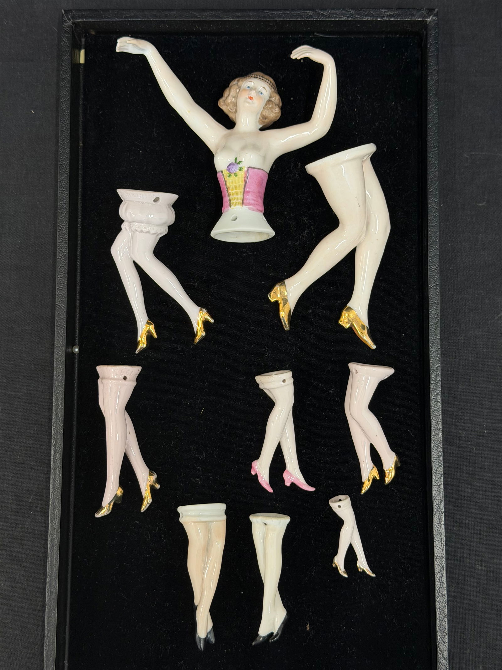 Asst Porcelain Half Doll Legs & Half Doll: Asst Porcelain Half Doll Legs & Half Doll