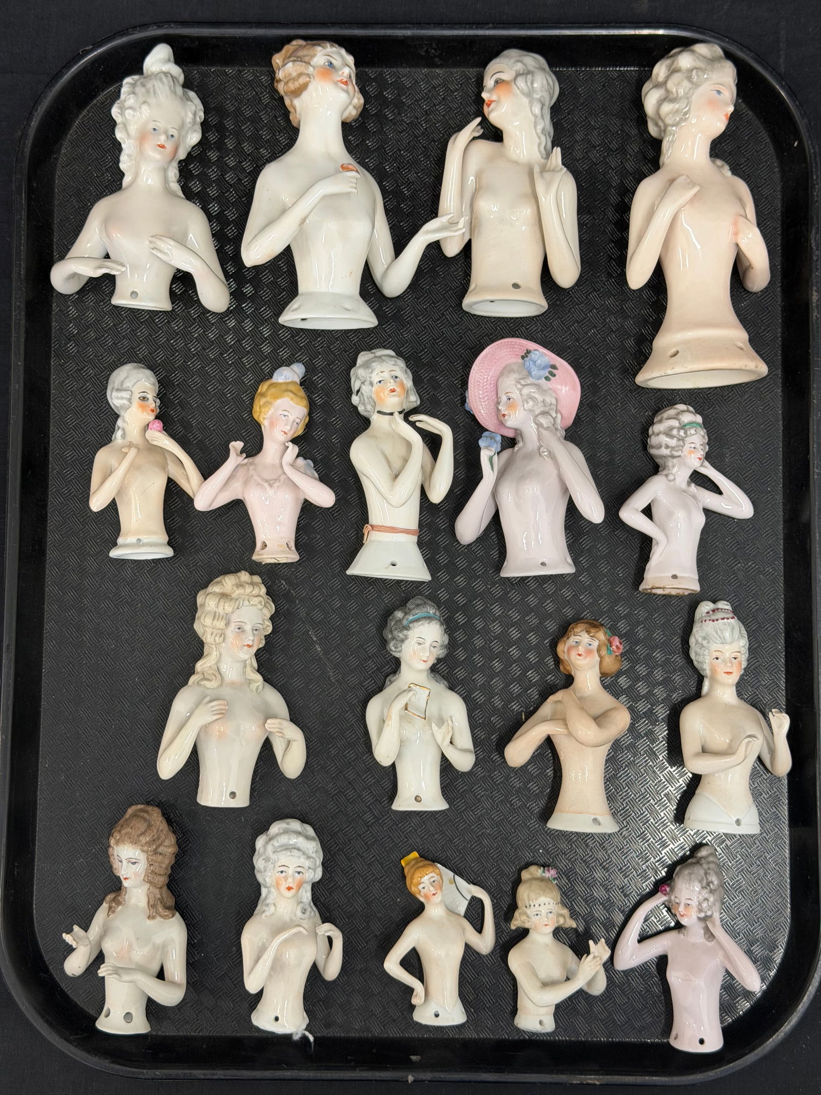 (18)Antique / Vintage Porcelain Half Doll Pin Cushion Dolls (1 of 7)