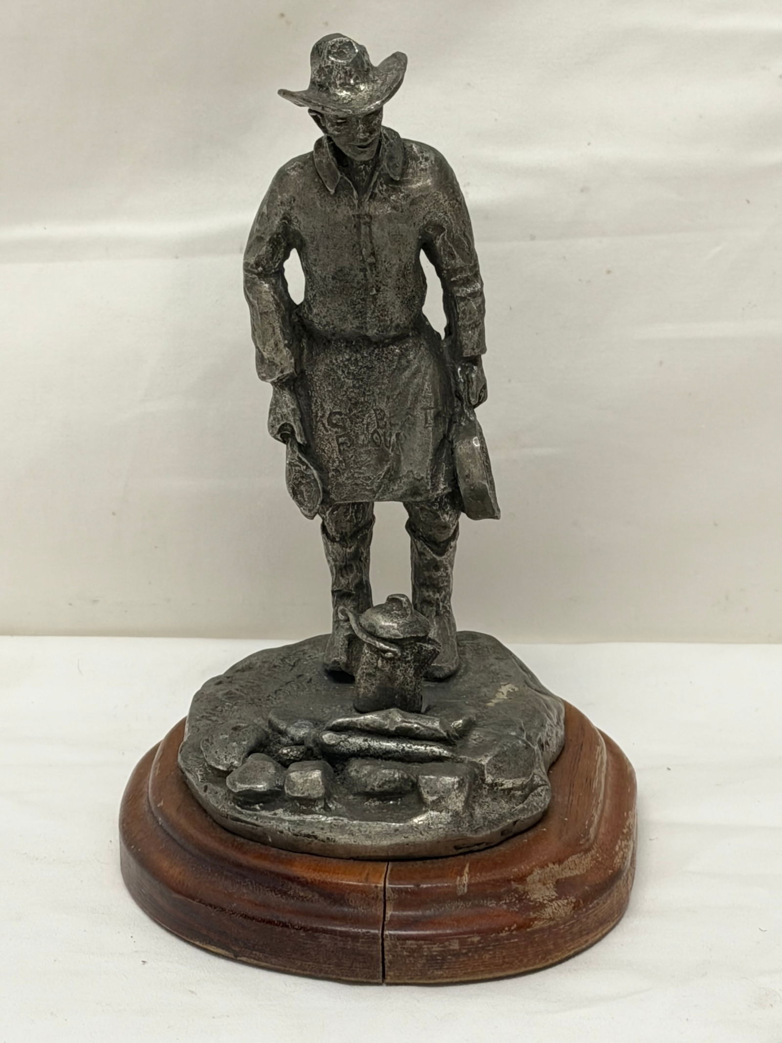 Jim Hamilton Western Cowboy Sculpture, Signed "Cooky" - 6.5"T Overall: Jim Hamilton Western Cowboy Sculpture, Signed "Cooky" - 6.5"T Overall