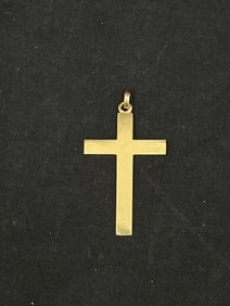 14K Yellow Gold Cross Pendant, 6.95g Gold - Vtg Hallmarked 14K, 1.25'' x 2'' (1 of 2)