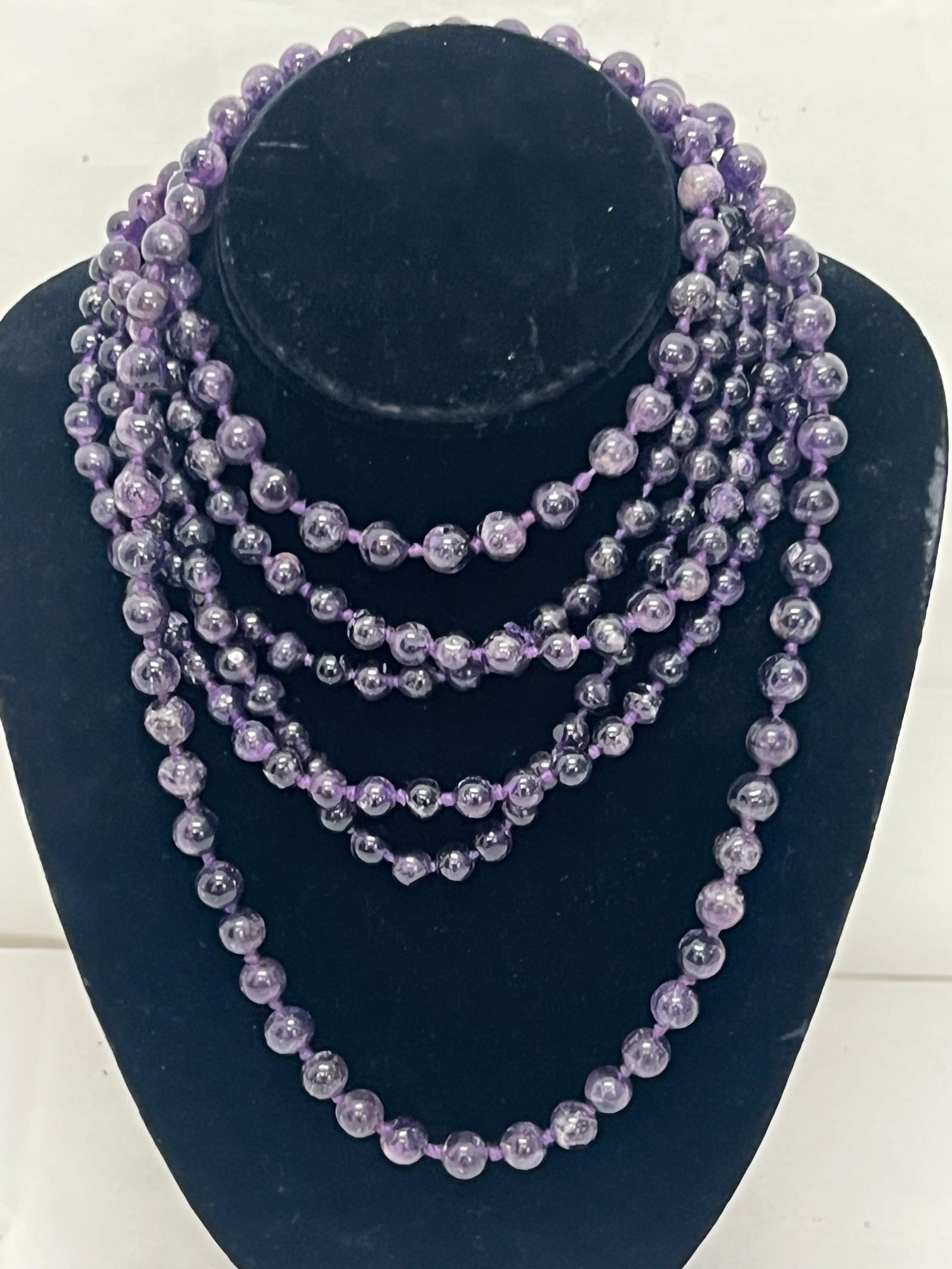 (3)Amethyst Gemstone Beaded Necklaces - (2)30''L + (1)32''L (1 of 4)