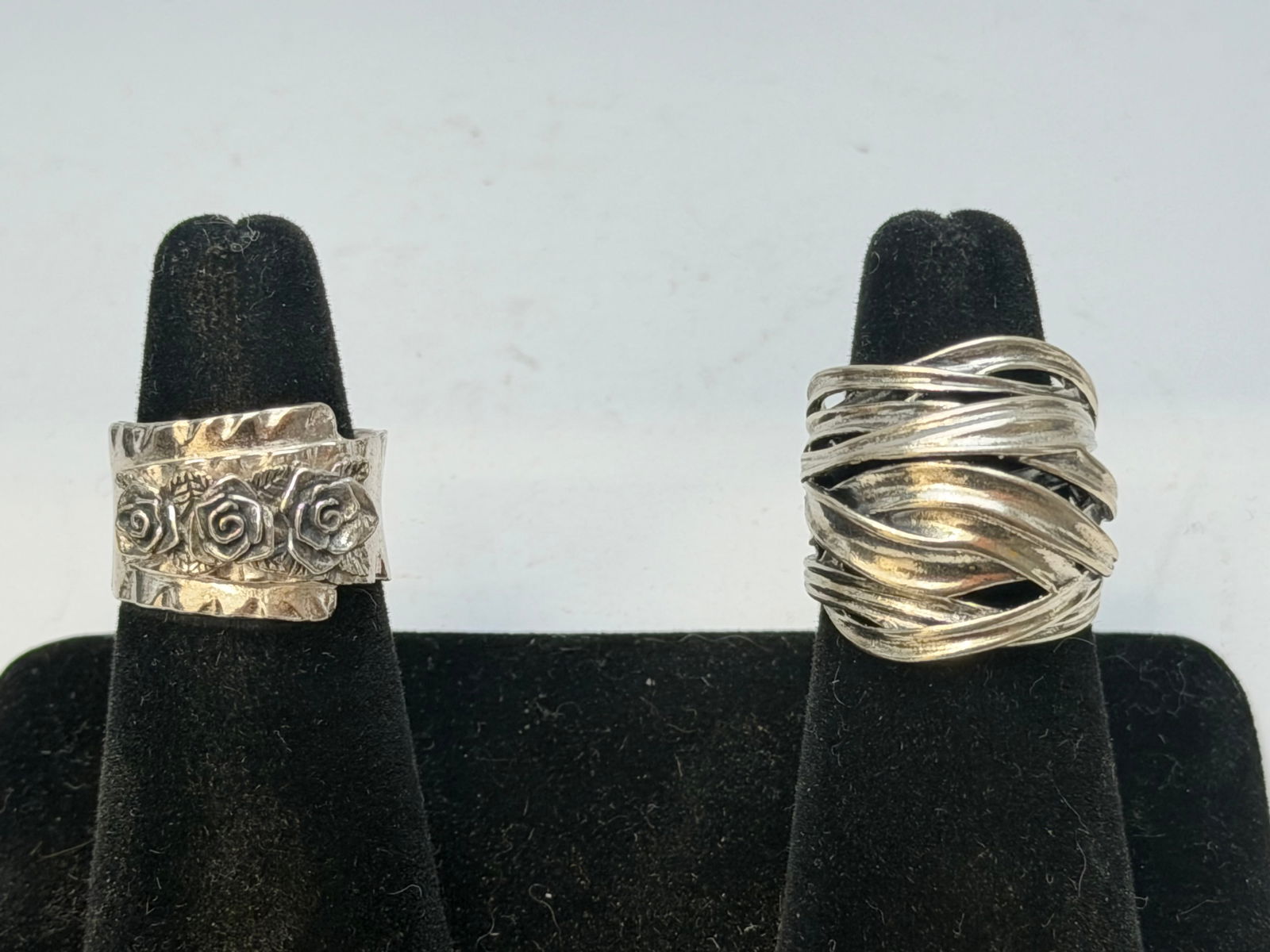 (2)Sterling Silver Israel Rings, Sz 7, TW 20.67: (2)Sterling Silver Israel Rings, Sz 7, TW 20.67