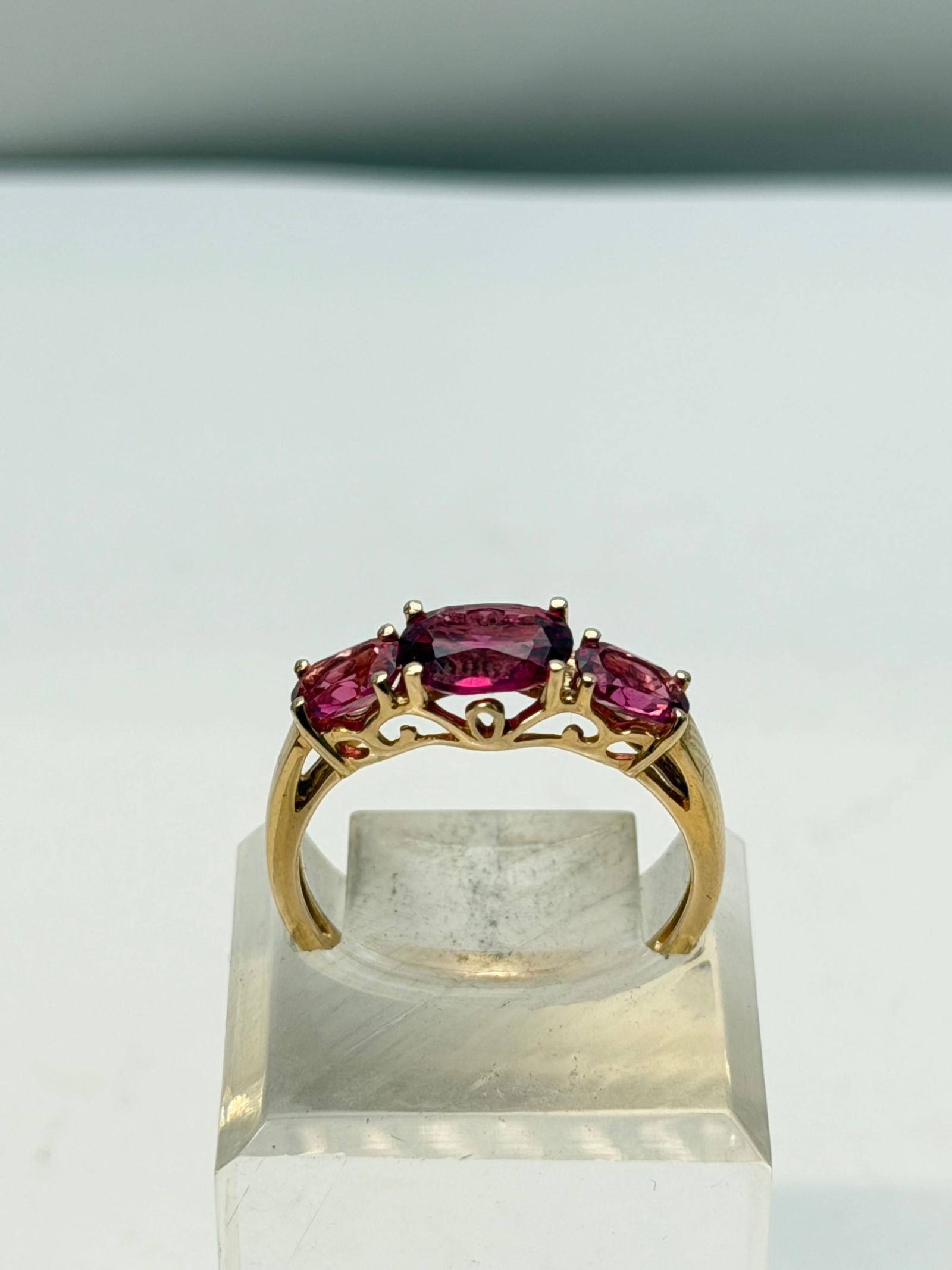 14K Gold Pink Tourmaline Ring, TW 2.62g, Sz 8 (1 of 5)