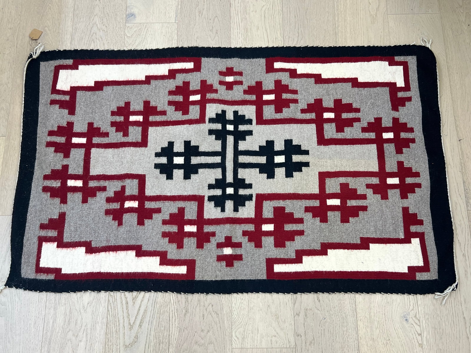Navajo Handwoven Four Center Rug 33'' x 56": Navajo Handwoven Four Center Rug 33'' x 56"