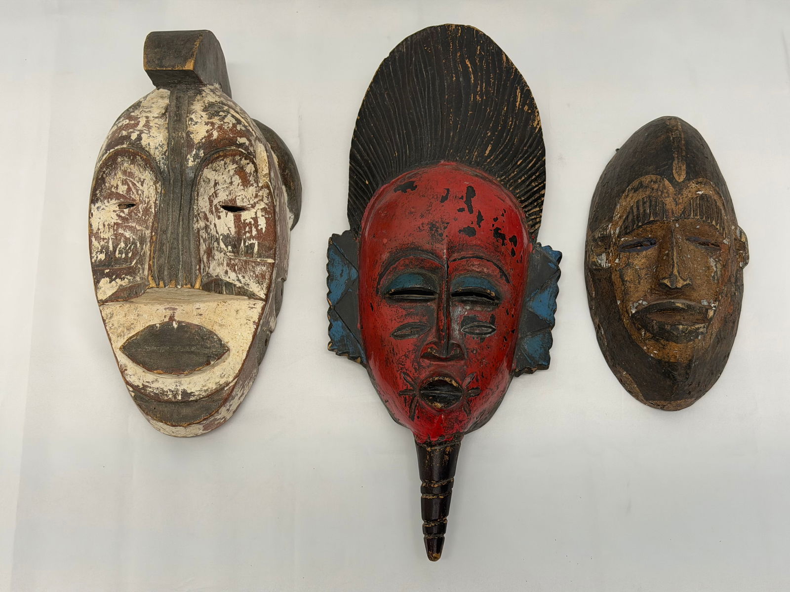 (3)Hand Carved Tribal Masks: (3)Hand Carved Tribal Masks