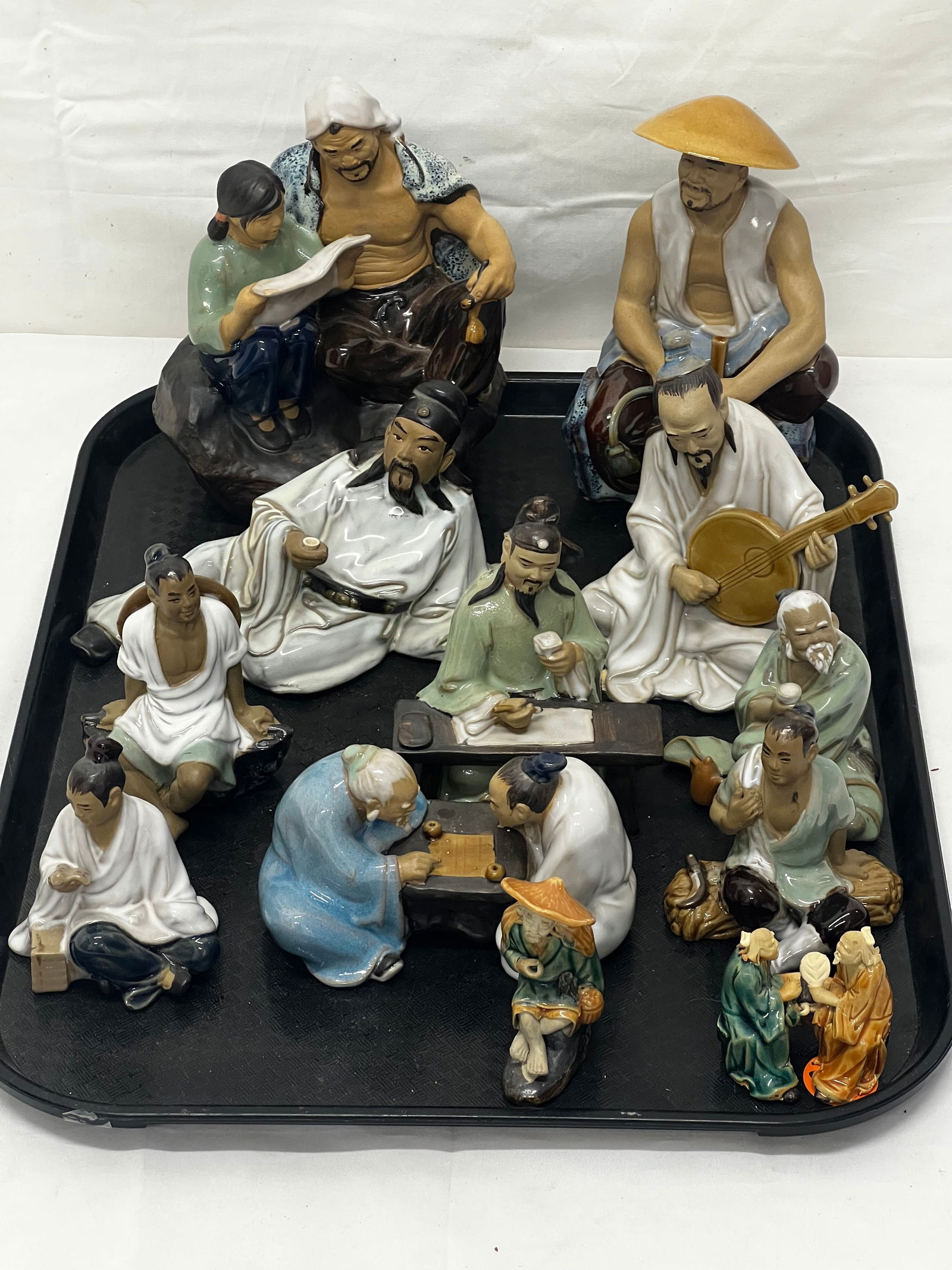 (12)Chinese Mudmen Pottery Figures, 2'' - 8''T: (12)Chinese Mudmen Pottery Figures, 2'' - 8''T