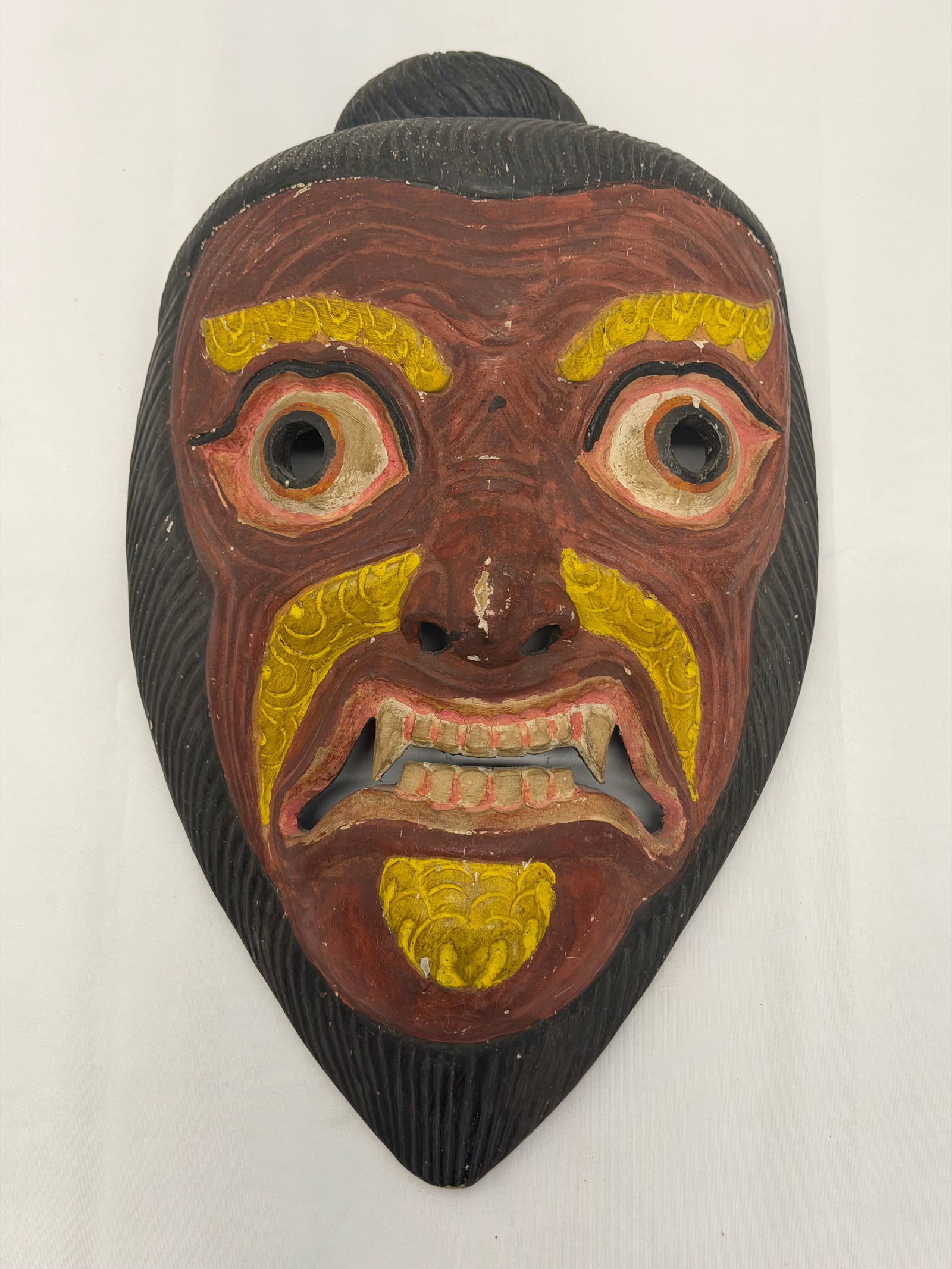 Asian Wooden Carved Handpainted Mask 9.5" x 15.5": Asian Wooden Carved Handpainted Mask 9.5" x 15.5"