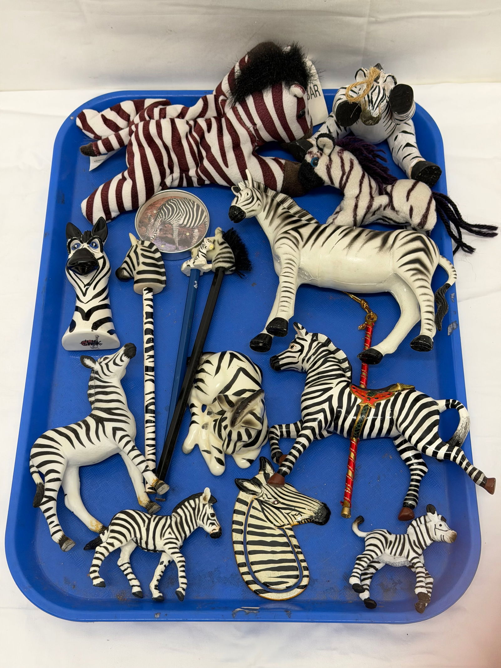 Lot of Asst Zebra Figures - Bookmarker, Pencil Toppers, Porcelain, Wooden - Various Makers & Sizes: Lot of Asst Zebra Figures - Bookmarker, Pencil Toppers, Porcelain, Wooden - Various Makers & Sizes