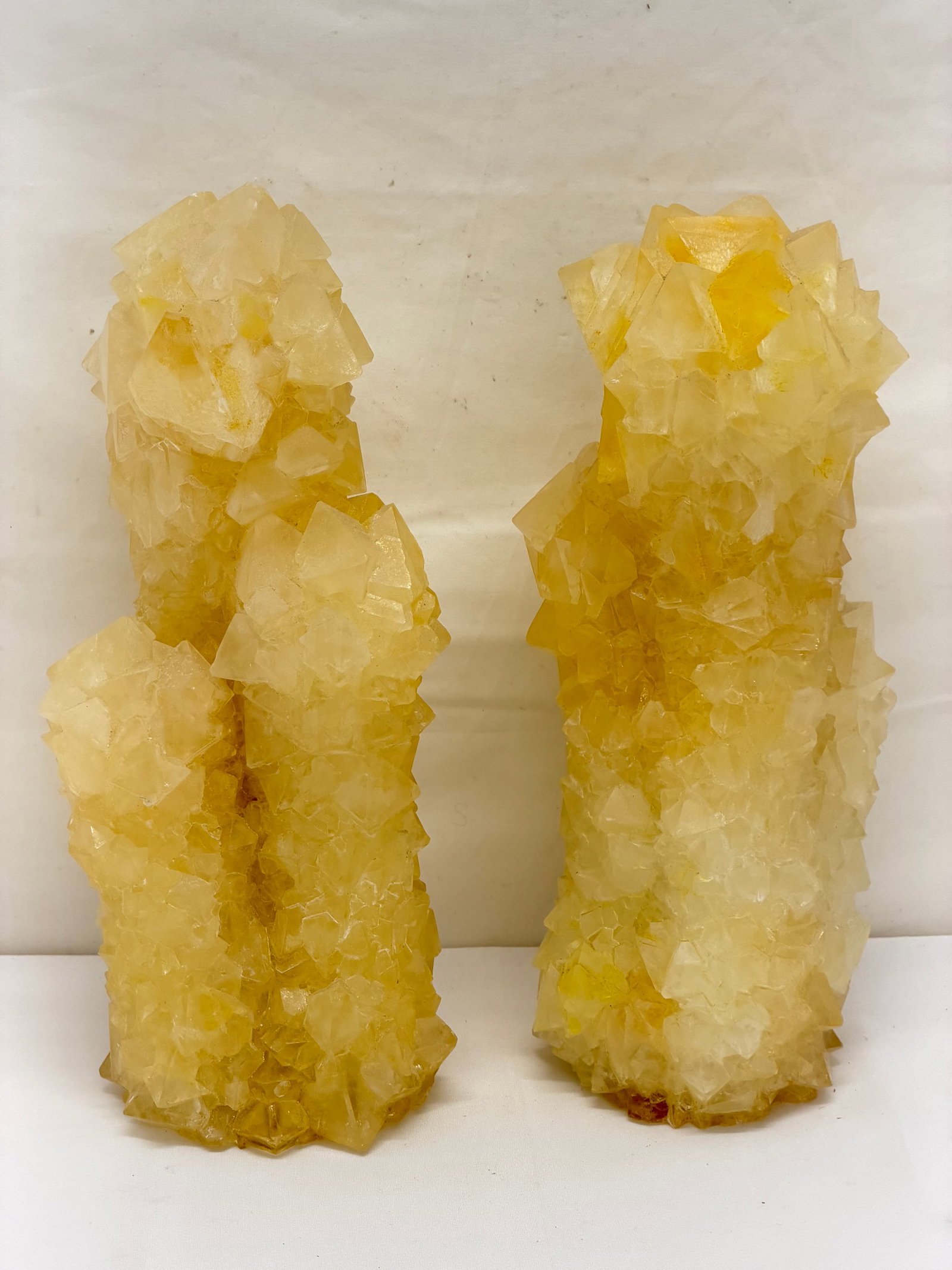 Pr Sodium Crystalized Pillars , Approx. 11.5" T - 11.75": Pr Sodium Crystalized Pillars , Approx. 11.5" T - 11.75"