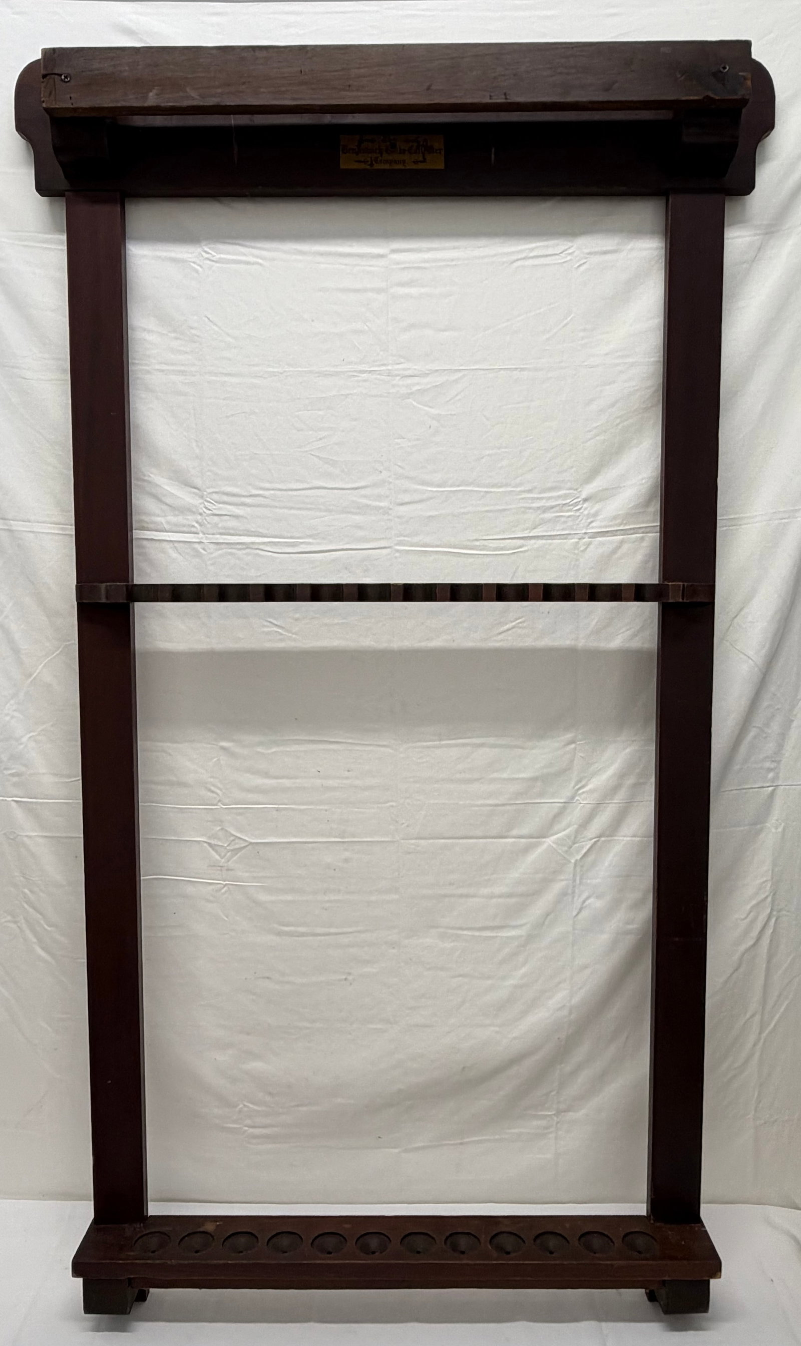 Antique Brunswick Pool Cue Holder with Tag, 32.5" x 4" x 56": Pat Date DEc 18, 1923 - Original Sticker