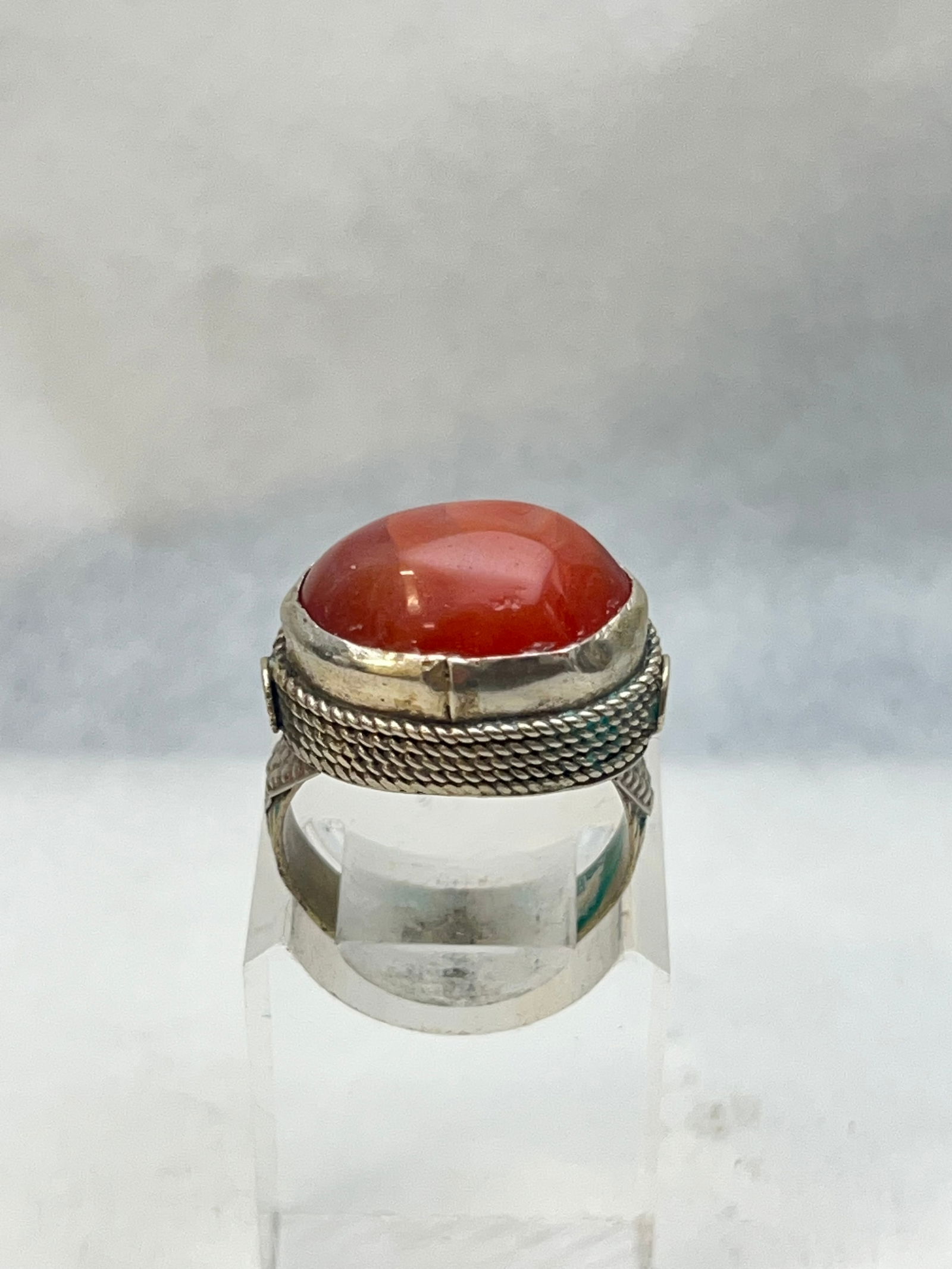 Vintage Sterling Carnelian Stone Ring (1 of 4)