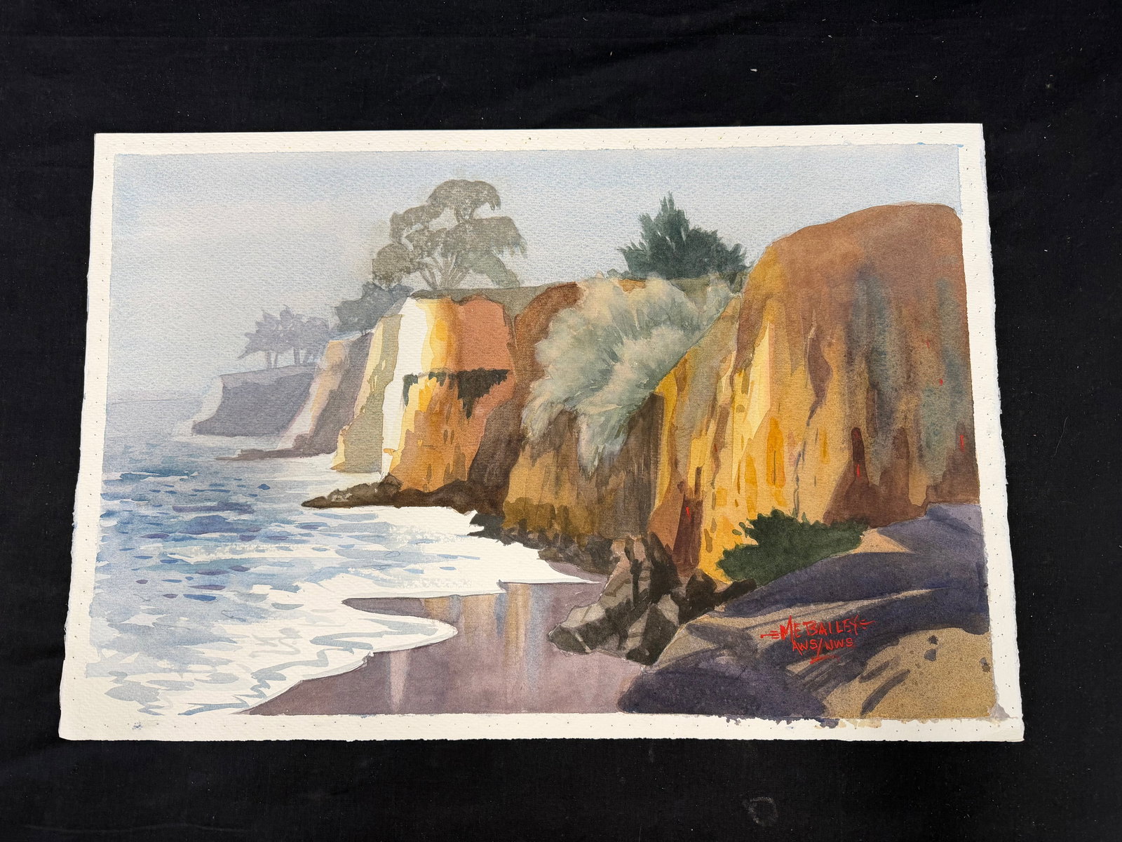 Mike Bailey Signed Original CA Coast Watercolor "Fog Bound", 14.75" x 22": Mike Bailey was a member of the American and National Watercolor Society - Signed Bottom Right & Stamp on Back