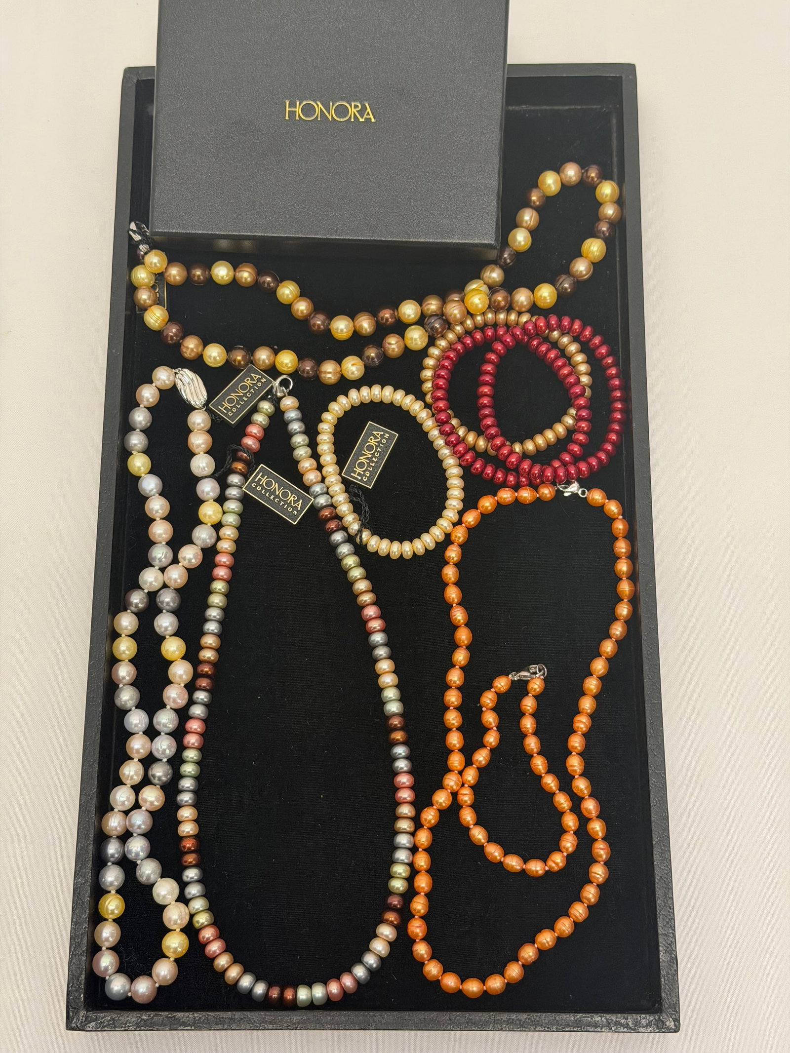 (9)Honora Pearl Necklaces + Bracelets - Most New with Tags, (1)Box: (9)Honora Pearl Necklaces + Bracelets - Most New with Tags, (1)Box