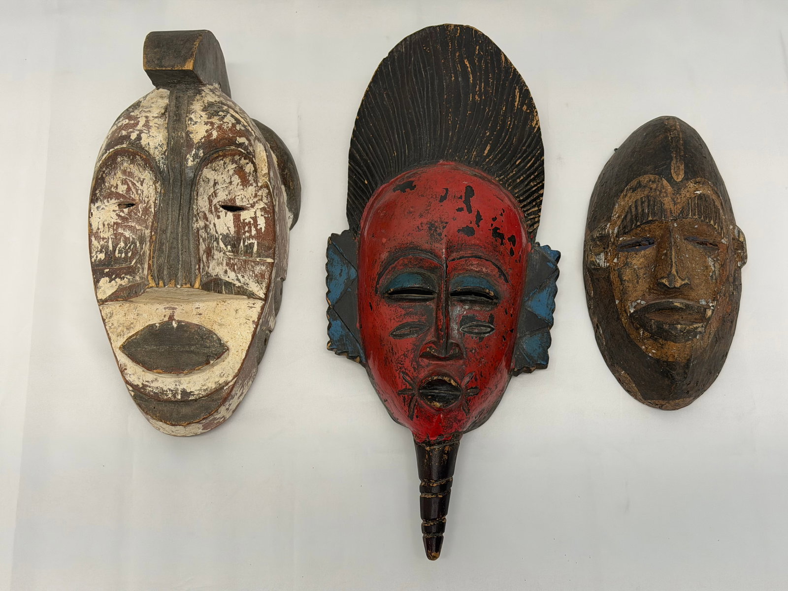 (3)Hand Carved Tribal Masks (1 of 13)