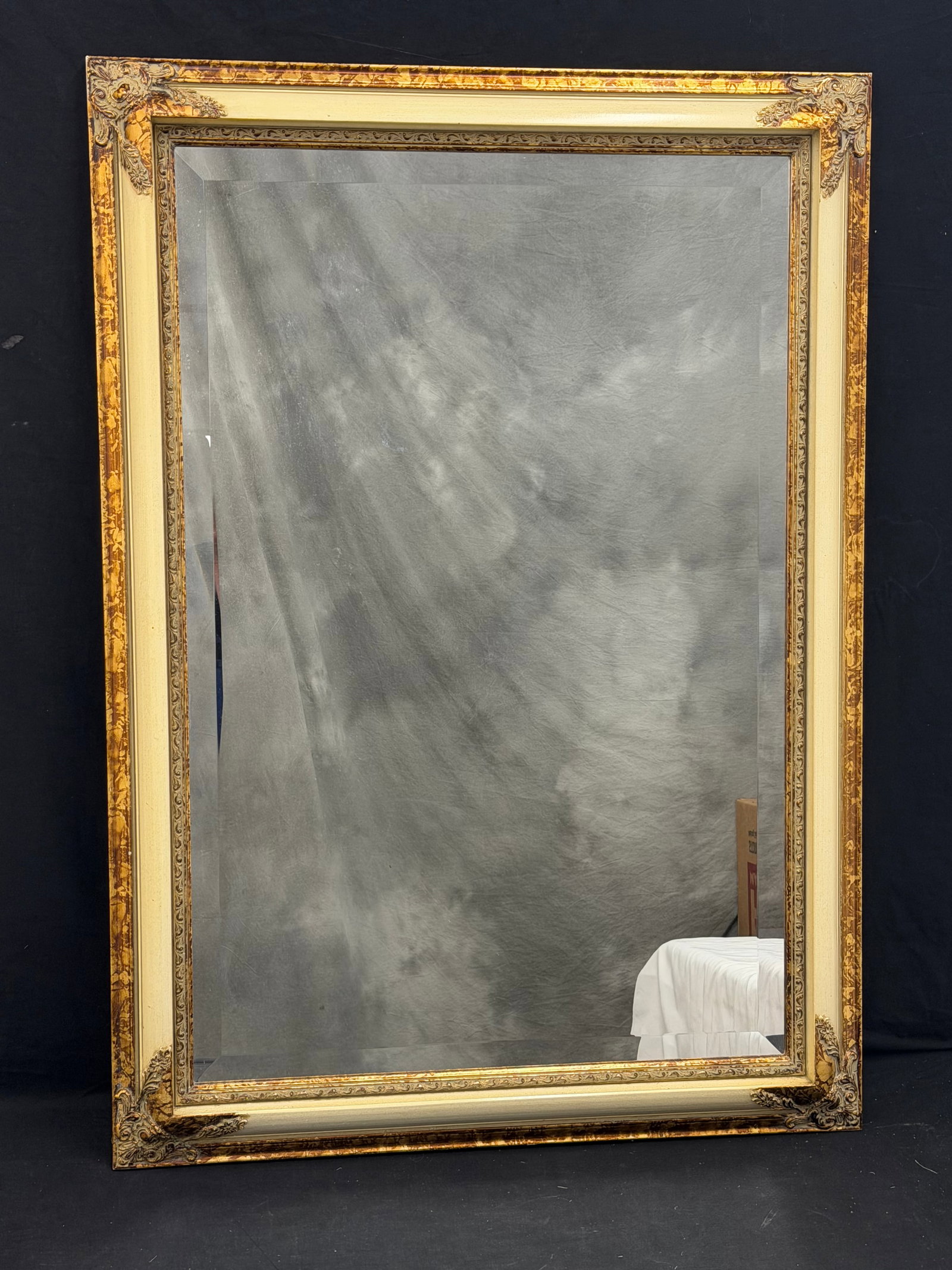 Large Beveled Wall Mirror by Uttermost - 30" x 43" Wooden Framed with Goldtone Accent: Large Beveled Wall Mirror by Uttermost - 30" x 43" Wooden Framed with Goldtone Accent