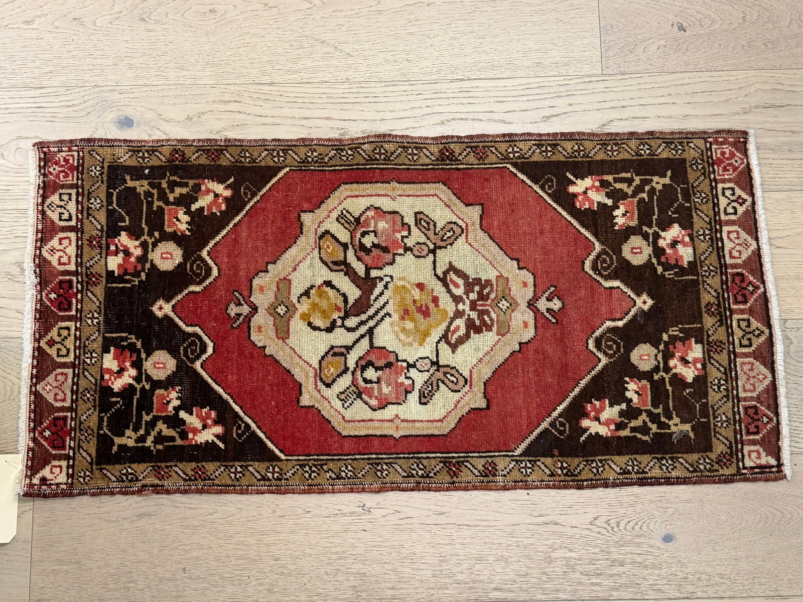 Turkish Hand Knotted Yastik Rug 20.25" x 42.5": Turkish Hand Knotted Yastik Rug 20.25" x 42.5"