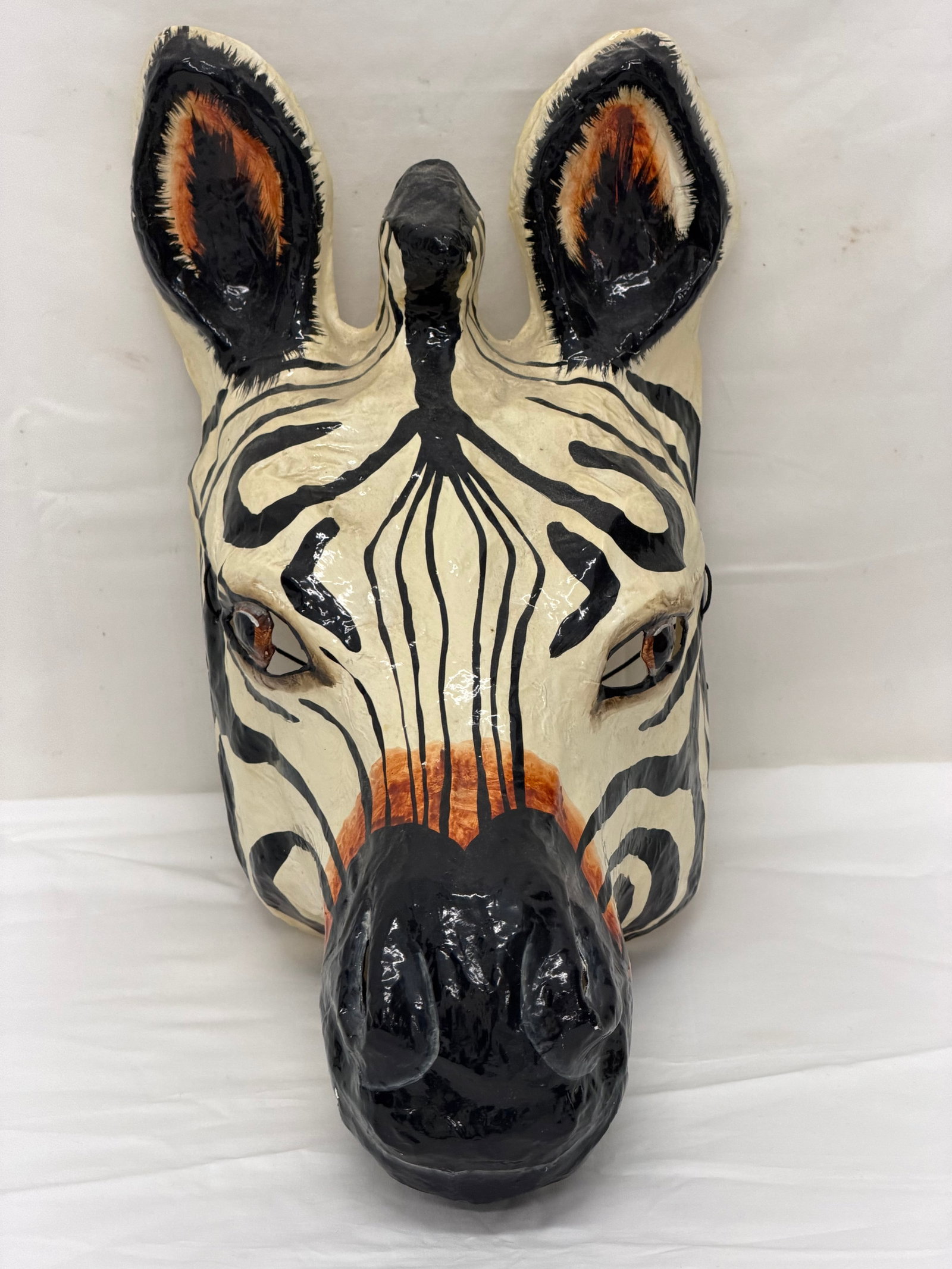 Masque Arrayed Annie Hallatt Handmade Zebra Mask 7" x 6.5" x 16": Masque Arrayed Annie Hallatt Handmade Zebra Mask 7" x 6.5" x 16"