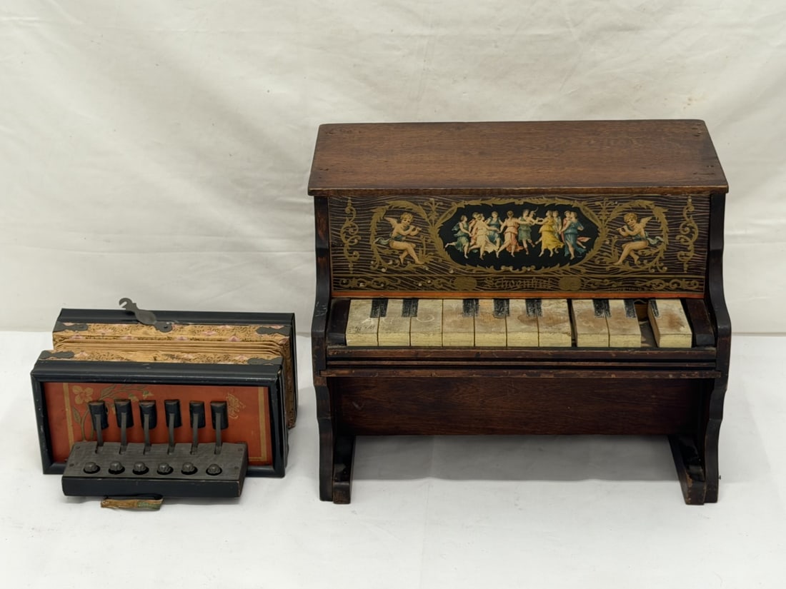 Antique Schoenhut Child Piano & Antique Accordian (1 of 6)