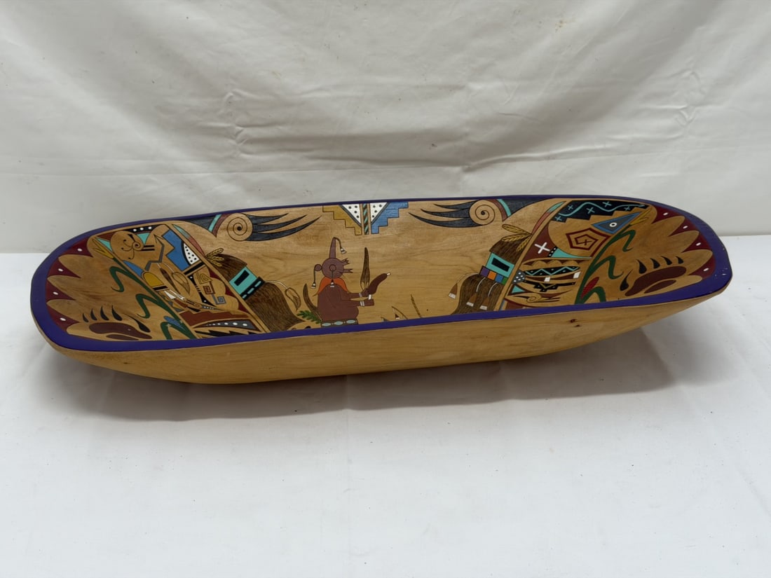 Ernest Selina Signed Hopi Native American Bowl 21" x 10.25" x 3.25" (1 of 4)