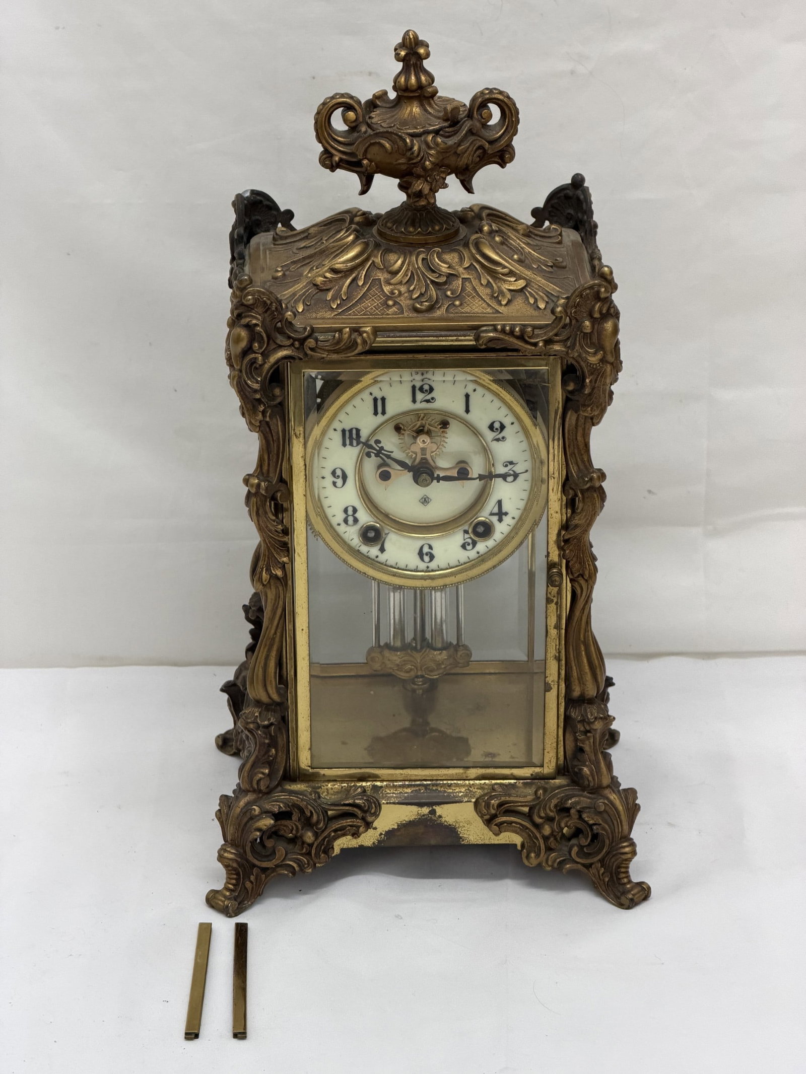Antique Ansonia Crystal Regulator Clock , No Key - 7" x 7.5" x 16" (1 of 10)