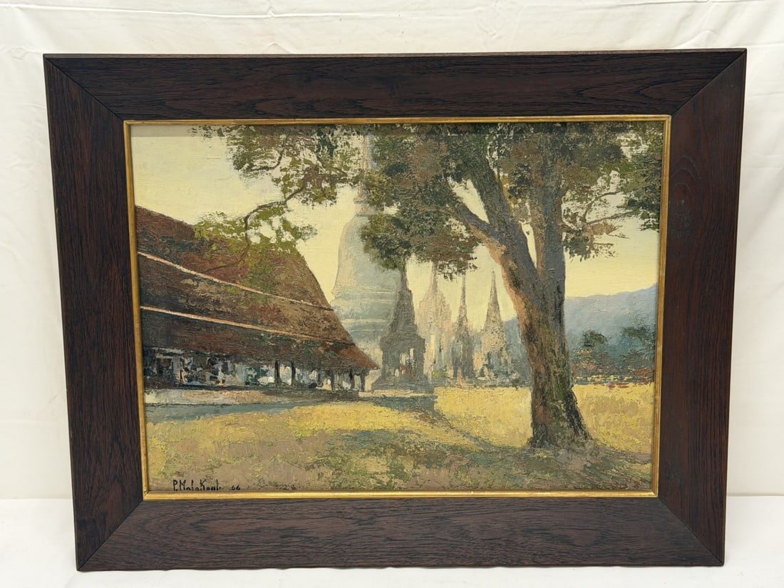 M.L. Poum Malakoul Thai (1910-1973) Original Oil Landscape , Signed Dated 1966 (1 of 4)