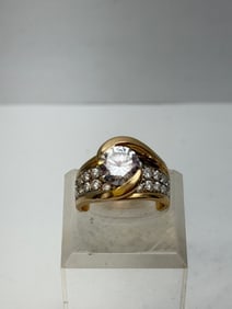 Vintage 14K Yellow Gold White Tourmaline Ring, Sz 6, TW 6.87g (1 of 6)