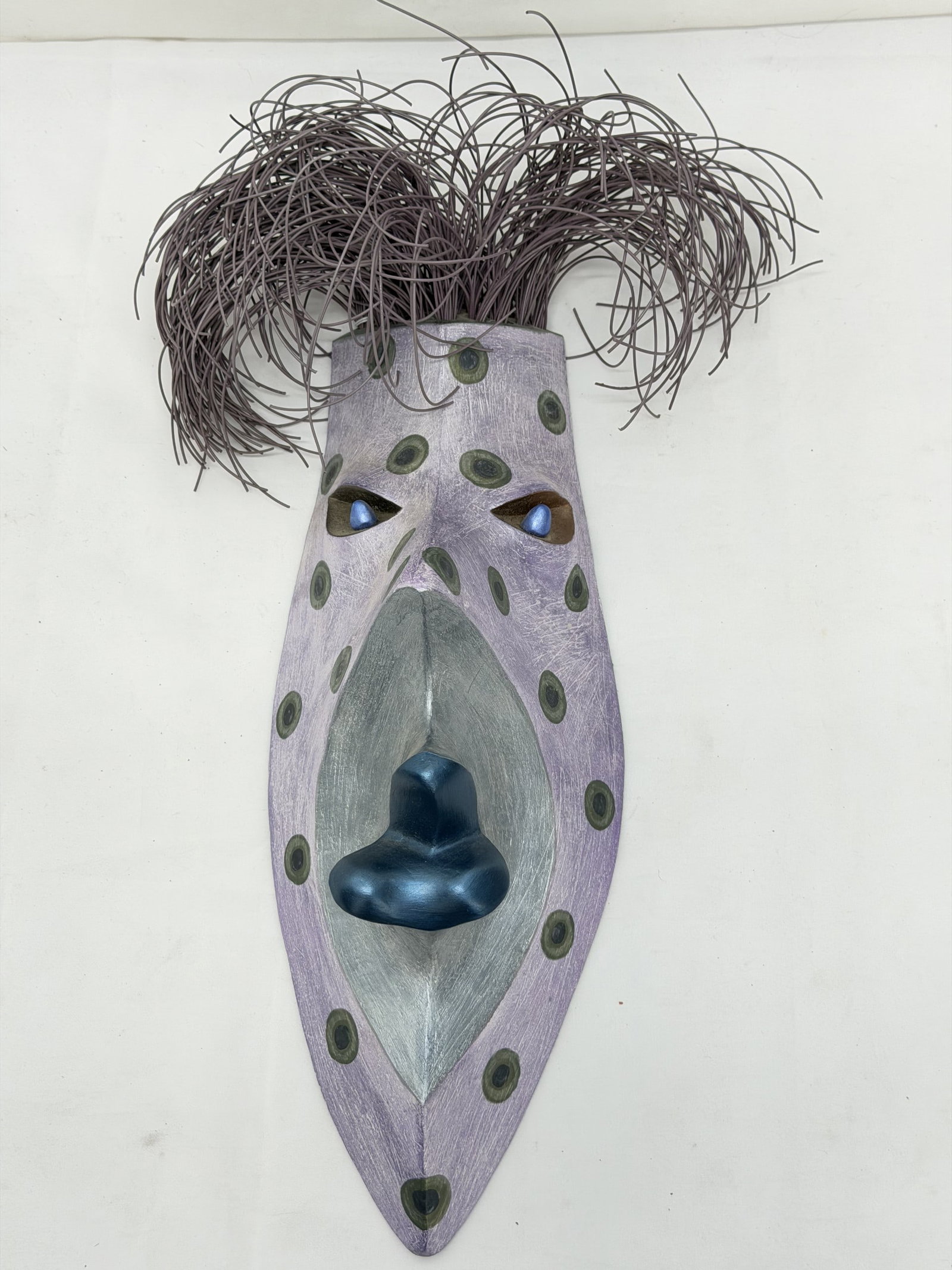 A.Jeffrey Zigulis Abstract Mask Wall Sculpture, Signed - Mask 18" x 6.75" , Overall 22" (1 of 3)