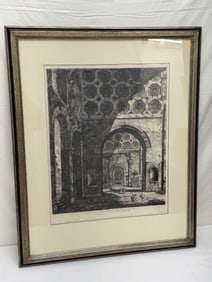 Luigi Rossini (1790-1857) Etching "Temple of Peace" , Framed 27.75" x 34": T.73 "Tempio Della Pace - Professionally Framed & Matted
