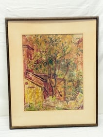 Florence White Williams (1895-1953) Watercolor Titled "Chicago Spring" , Signed: Framed 19.5" x 24" , Sight 13" x 16.5, F.Williams was an Artist & Illustrator (Little Red Hen, Little Black Somba & More)