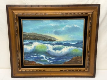 Signed Original Oil "Restless Surf" by Erma Brady 1978 (1 of 6)