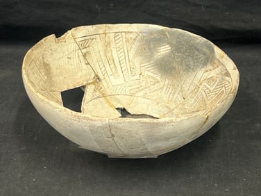 Ancestral Pueblo Anasazi Black on White Bowl - 1150 to 1300 AD - Native American Pottery 9.5'' x 4' (1 of 3)