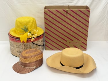 Vintage Straw Hats - Italy Yeddo, Peck & Peck with Box, Livingston Bros. with Box - All Sz 6 7/8 (1 of 10)