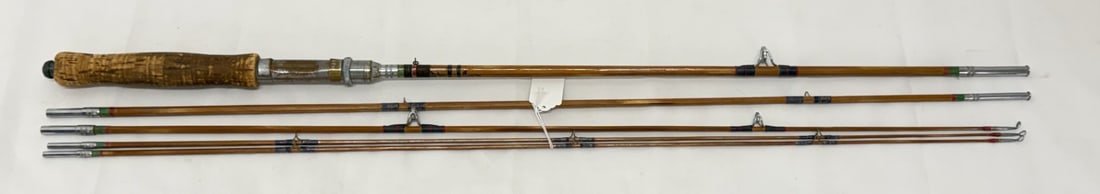 Vintage Japanese Bamboo Fishing Rod with Hand Painted Calligraphy, 5pcs: Approx. 8'T or 5'4"