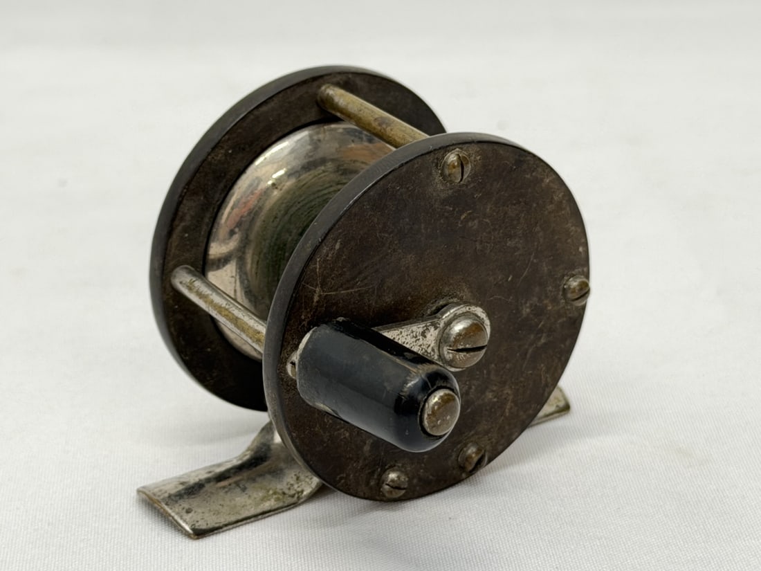 Antique Brass 2" Bait Casting Fishing Reel with Ebony Handle - Reel #40 (1 of 5)
