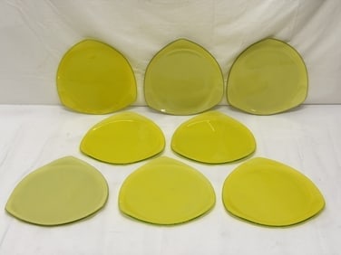(8) Signed Annie Glass Triangle Plates - 9.25" x 9.25" (1 of 4)