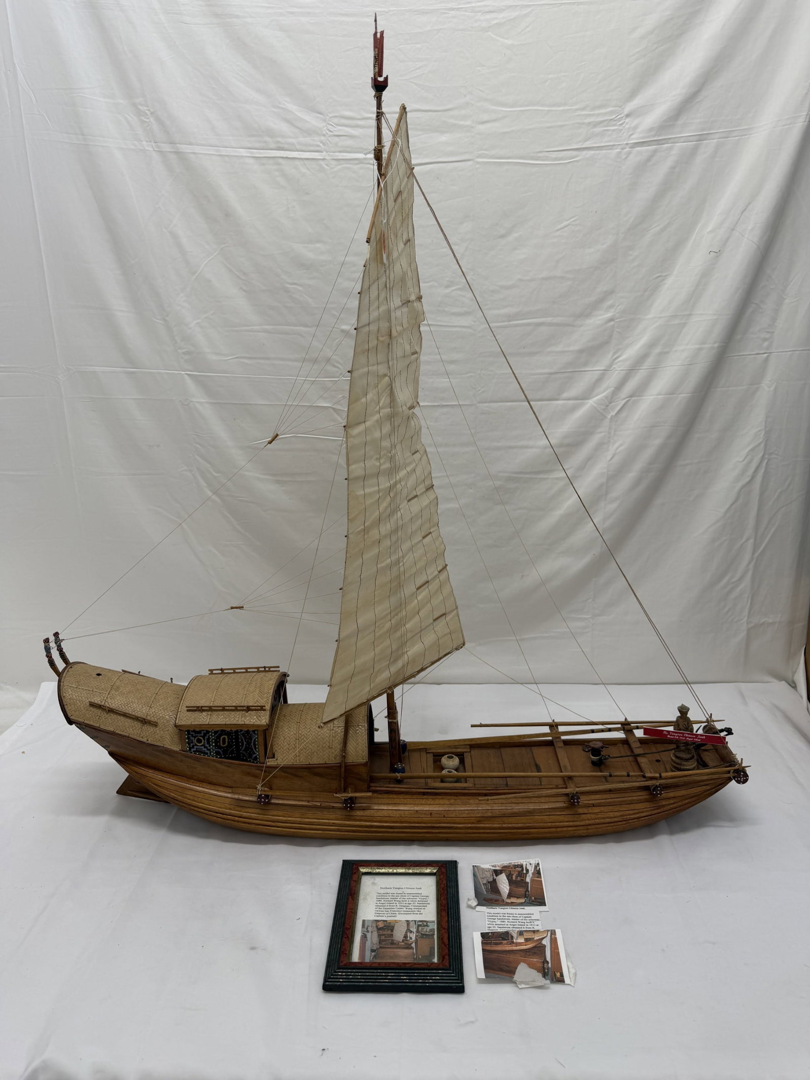 Antique Chinese Junk Ship Wooden Model 7.5" x 37" x 38.5" (1 of 13)