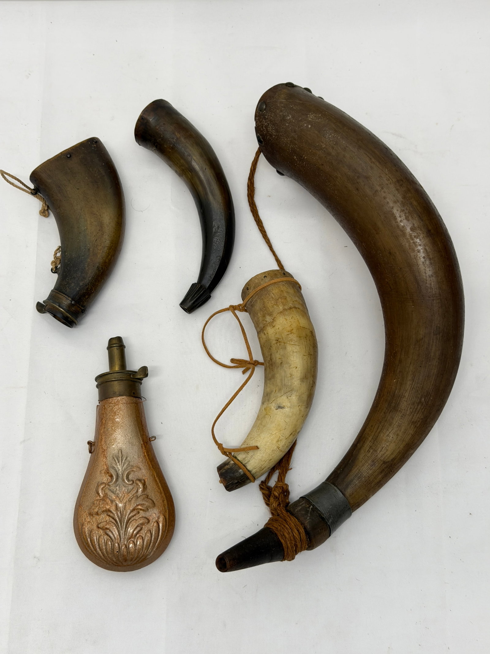 Antique Horn & Metal Powder Flasks (1 of 10)