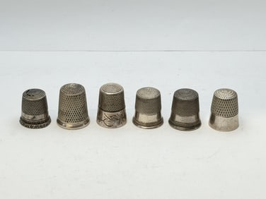 (6)Antique Sterling Silver Sewing Thimbles, TW 20.5g (1 of 12)