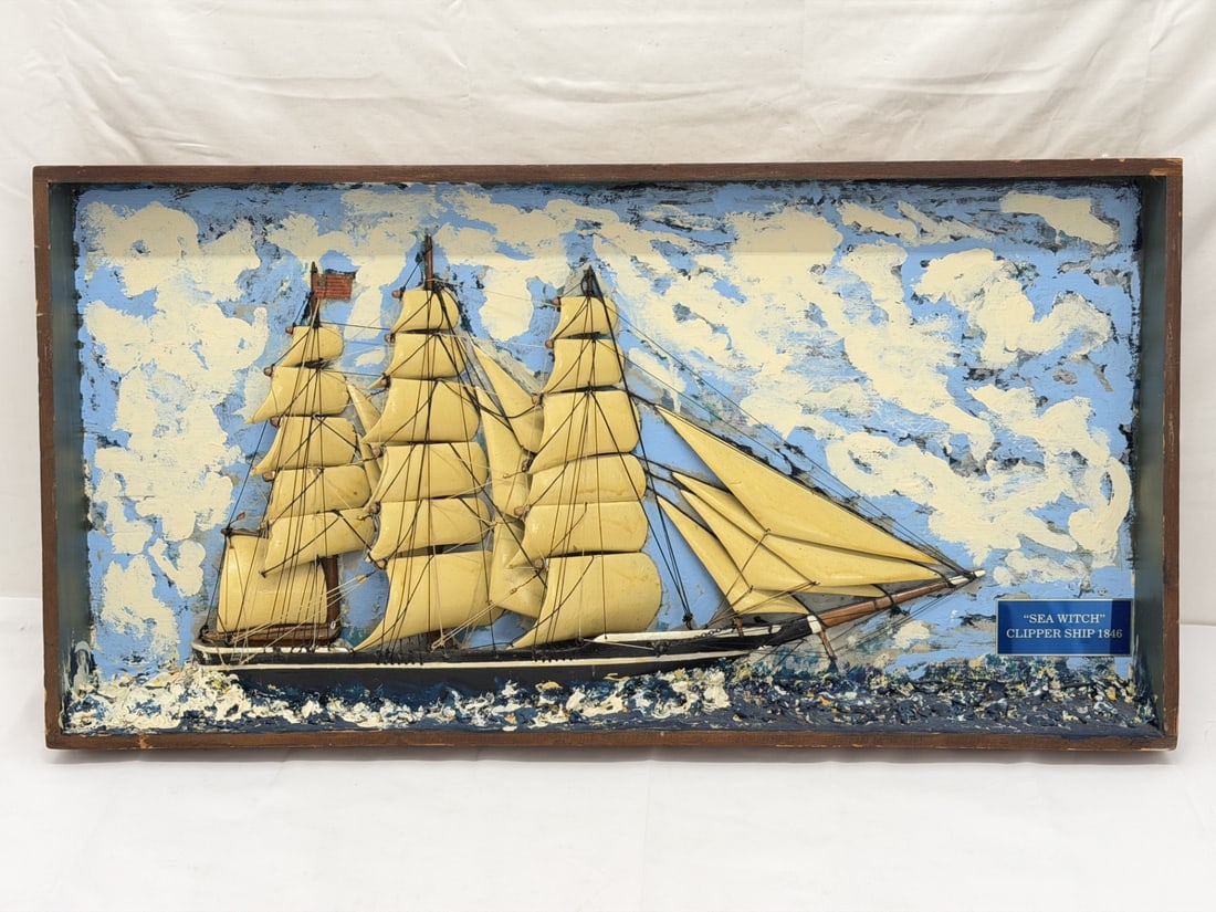 1846 Clipper Ship "Sea Witch" Nautical Diorama in Shadow Box (1 of 3)