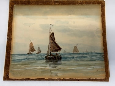 John Samuel Blunt(1798-1835) Signed 1824 Watercolor on Paper: Signed J.S. Blunt 1824 in Left Corner, Approx. 9.75" x 10.5" - Taken out of Frame to examine