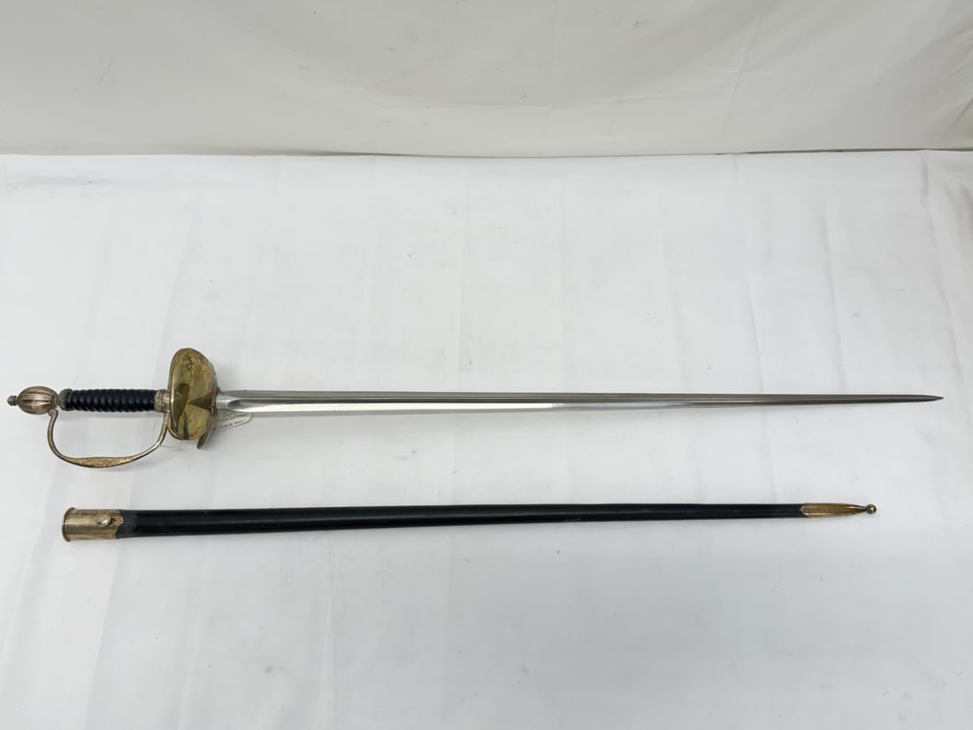 French Epee Ceremonial Sword with Leather Scabbard (1 of 12)