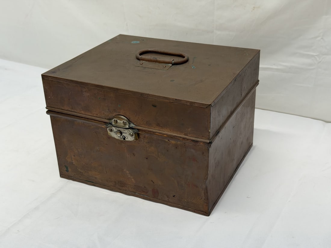 Vintage Copper Fishing Tackle Box 11" x 9.5" x 7.5" (1 of 7)