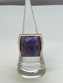 14K Gold Purple Gemstone Ring, Sz 7, TW 9.09g , Hallmarked - Hallmarked "14K F.P." from QVC (1 of 4)