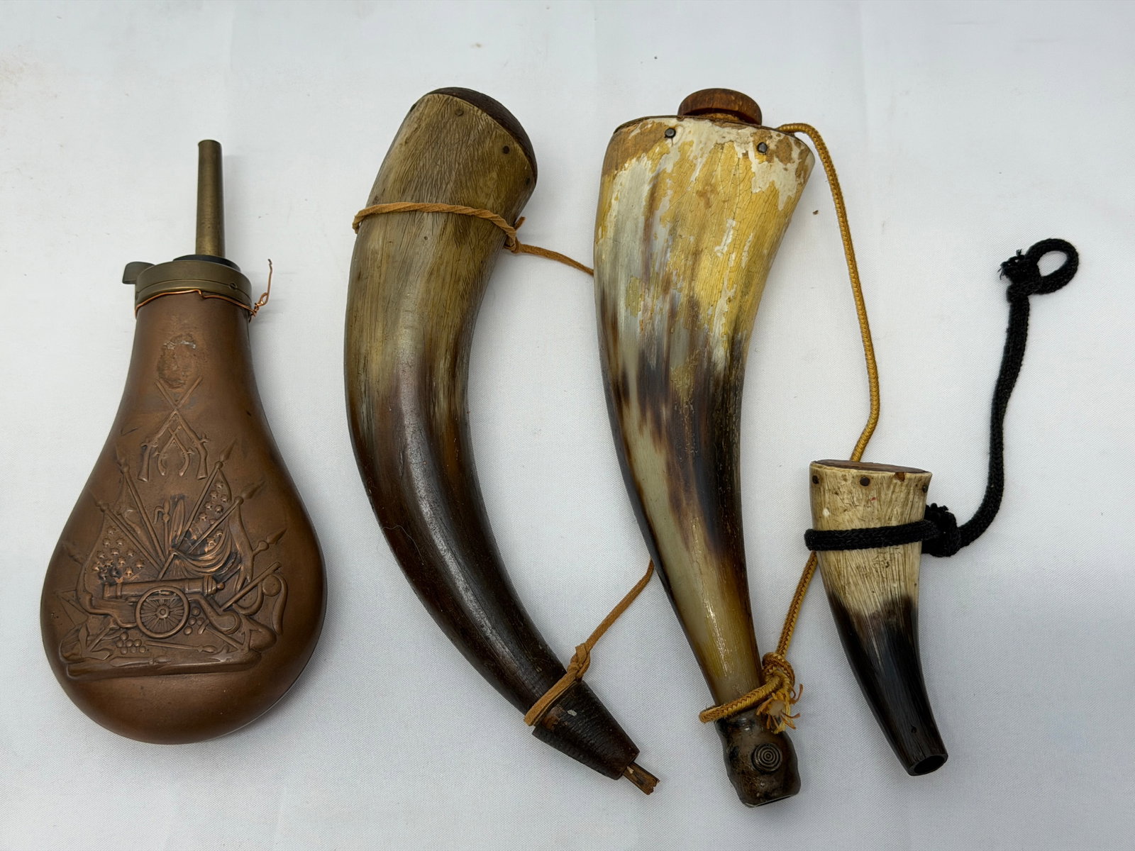 Antique Powder Horn & Metal Flasks (1 of 7)