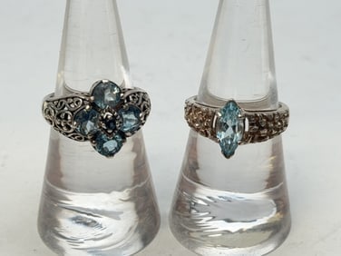 (2)Sterling Silver Blue Topaz Rings Sz 7 (1 of 7)